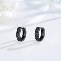 wholesale 925 Sterling Silver Black Gold Plated Iridescent Abalone Shell Inlay Hoop Earrings-0-5