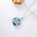 wholesale 925 Sterling Silver Round Blue Crystal Evil Eye Pendant Necklaces for Women Gifts-0-3