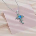wholesale 925 Sterling Silver Natural Turquoise and Emerald Flower Design Pendant Necklace-0-2