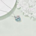 wholesale 925 Sterling Silver Blue Topaz Snowflake Flower Pendant Necklace-0-4