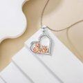 wholesale 925 Sterling Silver Two-Tone Fox Family in Heart Pendant Necklace for Women-0-2