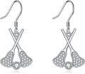 wholesale 925 Sterling Silver 925 Sports Lover's Jewelry - Crossed Hockey Stick Dangle Earrings for Women Gifts-0-0