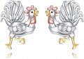 wholesale 925 Sterling Silver Rooster Stud Earrings Chicken s for Women-0-0