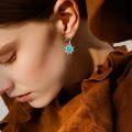 wholesale 925 Sterling Silver Turquoise Sun Drop Earrings for Women - Native American Style Nature Inspired Gemstone s-0-3