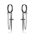 wholesale 925 Sterling Silver Cross Pendant Chain Dangle Drop Earring for Men Women-0-0