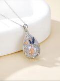 wholesale 925 Sterling Silver Moonstone Hummingbird Necklace for Women, Floral Pendant Jewelry Gift-0-4