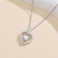 wholesale White Gold Plated Silver & Moissanite Geometric Heart Solitaire Necklace 1.0ct-0-2