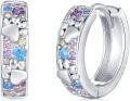 wholesale 925 Sterling Silver Paw Print Earrings for Women Colorful Crystal Huggie Hoops Cute Animal s for Wife Daughter Birthday Graduation-0-0
