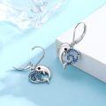 wholesale 925 Sterling Silver Blue Crystal Dolphin Wave Stud Earrings for Women-0-1