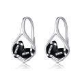 wholesale 925 Sterling Silver Black Rugby Football Clip Earrings Platinum Plated For Women-0-0