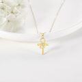 wholesale 14K Gold Evil Eye Cross Pendant Necklace with Cubic Zirconia and Chain for Women Girls-0-3