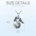 wholesale 925 Sterling Silver Moonstone Phoenix Pendant Necklace for Women Girls Mothers Day Gift-0-3