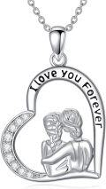 wholesale 925 Sterling Silver Heart Pendant with Love You Forever Inscription and Couple Design - Perfect Gift for Mothers Fathers Daughters Brothers Birthdays Graduations-0-0