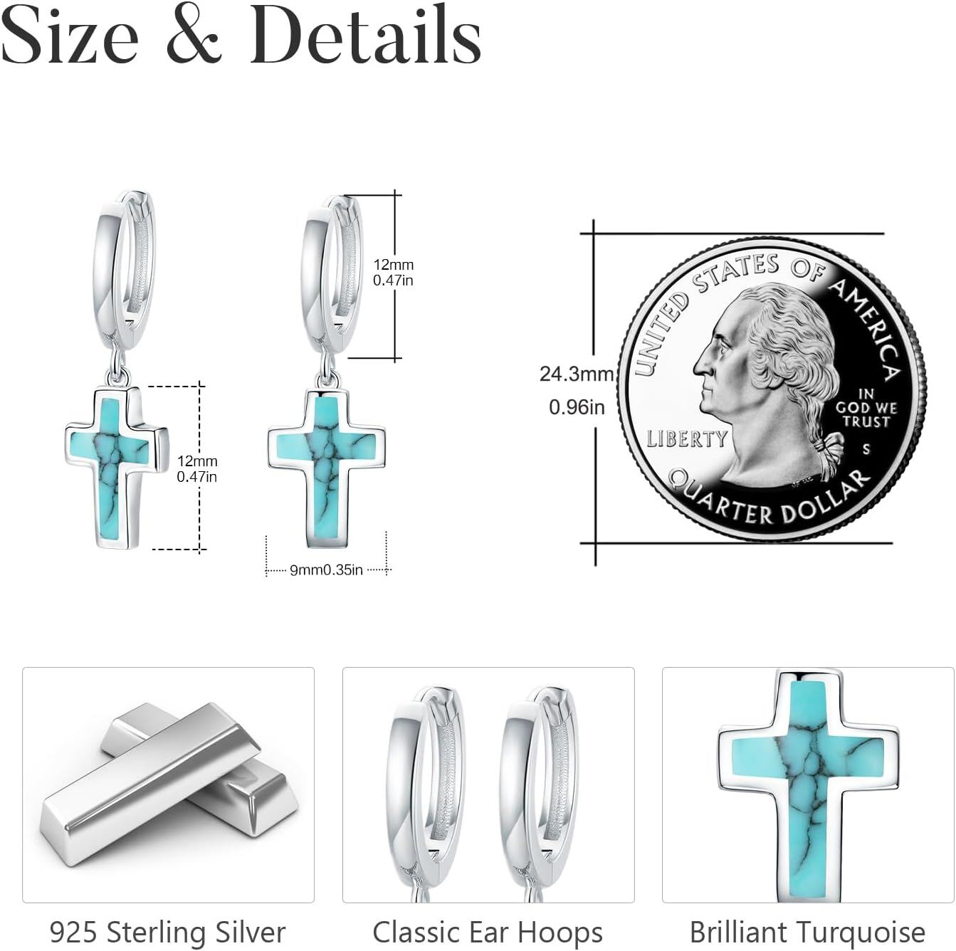 Sterling Silver Opal Cross Stud Earrings Hypoallergenic Anchor Studs-0-1