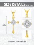 TOUPOP 14K Gold Moissanite Infinity Cross Pendant Necklace-0-2