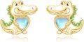 wholesale Gold 925 Sterling Silver Alligator Heart Moonstone Drop Earrings for Women-0-12