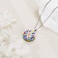 wholesale 925 Sterling Silver Fox Crystal Round Pendant Necklace s for Women-0-4