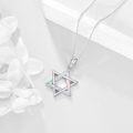 wholesale 925 Sterling Silver Rainbow Opal Star of David Pendant Necklace for Women and Girls-0-2