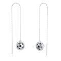 wholesale 925 Sterling Silver Sports Themed Long Threader Earrings with Football Design - Gift Idea for Women-0-0