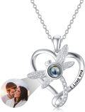 wholesale 925 Sterling Silver 925 Angel Wings Heart I Love You Multilingual Projection Pendant Necklace Gift for Women-0-0