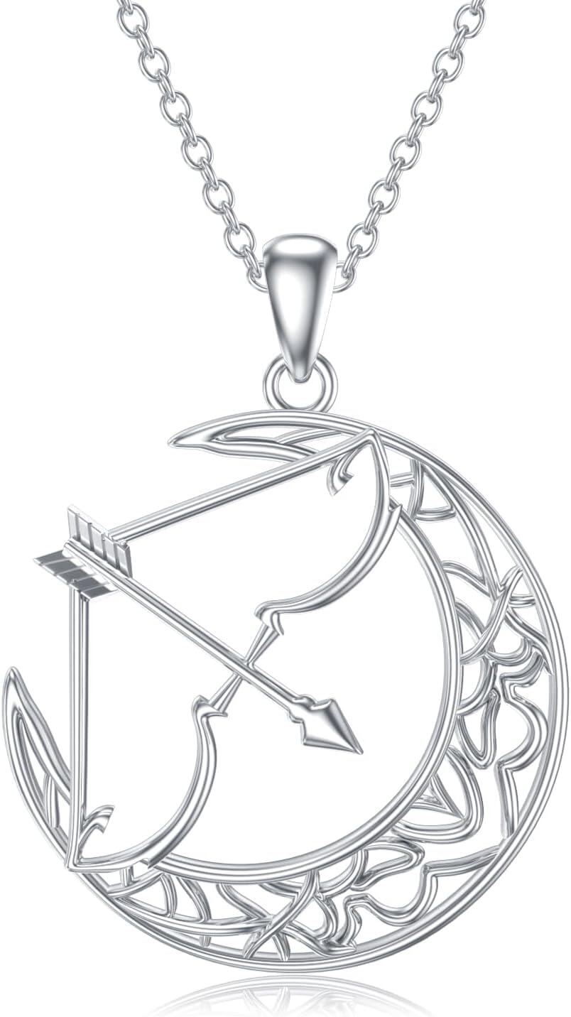 wholesale 925 Sterling Silver Moon & Arrow Pendant Necklace - Archer's Hunt Jewelry for Women-0-0