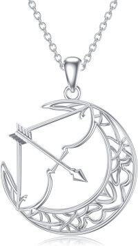 wholesale 925 Sterling Silver Moon & Arrow Pendant Necklace - Archer's Hunt Jewelry for Women-01-Bow Arrow Necklace