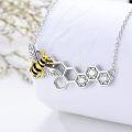 wholesale 925 Sterling Silver CZ Honeycomb Bee Pendant Necklace - Gifts for Her-0-2