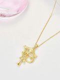wholesale Gold 925 Sterling Silver Eye of Horus & Ankh Pendant Necklace for Women/Men-0-2