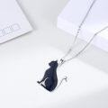 wholesale 925 Sterling Silver Lapis Lazuli Cat Pendant Necklace for Women Hypoallergenic  48cm Chain Length-0-1