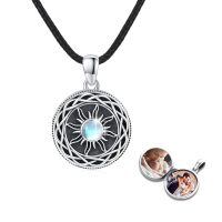 wholesale 925 Sterling Silver Necklace Locket Pendant With Moonstone And Photo Display-Sun Locket Only