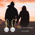 TOUPOP 14K Gold Freshwater Pearl & Moissanite Dangle Earrings for Women-0-2