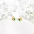 wholesale 14K Gold Emerald Green CZ Leaves Stud Earrings Wholesale for Women-0-2