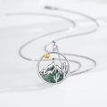 wholesale 925 Sterling Silver Mountain Cactus Jade Pendant Necklace Christian Faith Jewelry for Women-0-3