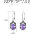 wholesale 925 Sterling Silver Purple Amethyst Dangle Earrings - Vintage Style Jewelry for Women-0-2