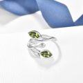 wholesale Sterling Silver Leaf Ring with Birthstone Adjustable Wrap Promise Engagement Wedding Rings for Women-0-22