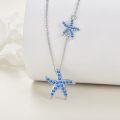 wholesale 925 Sterling Silver Blue Crystal Starfish Pendant Necklace Ocean Beach s for Women-0-1