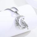 wholesale 925 Sterling Silver Crescent Moon & Raven Norse Runes Pendant Necklace  Viking s for Women Men-0-2