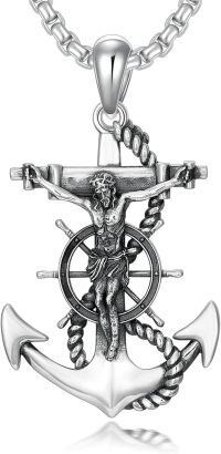 wholesale  Crucifix Anchor Cross Religious Medal Pendant s-H-Anchor Crucifix Necklace