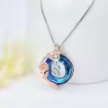 TOUPOP Sterling Silver Blue Crystal S Initial Butterfly Rose Necklace-0-5