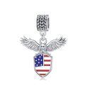 wholesale 925 Sterling Silver American Flag Eagle Shield Pendant Necklace USA  for Women Men-0-0