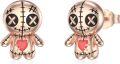 wholesale 925 Sterling Silver Plated Rose Gold Metal Voodoo Doll Stud Earrings - Gothic Horror Style Skeleton Heart Pendant Jewelry for Women Girls 2 Pcs Set-0-0