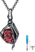 wholesale 925 Sterling Silver Rose in Hand Cremation Keepsake Pendant Necklace with Funnel and Screwdriver Set-0-0