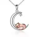 wholesale 925 Sterling Silver Origami Fox Pendant with Star and Crescent Moon Charm Necklace for Women Mother's Day Gift-0-0