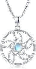 wholesale 925 Sterling Silver Teardrop Moonstone & Turquoise Celtic Knot Pendant Necklace-0-0