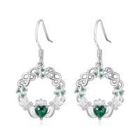 wholesale 925 Sterling Silver Birthstone Claddagh Celtic Knot Dangle Earrings for Women-Silver May