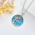 TOUPOP Sterling Silver & Turquoise Tree Of Life Necklace-0-4