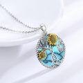 wholesale 925 Sterling Silver Tree of Life Turquoise and Gold Sunflowers Pendant Necklace-0-2
