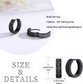 wholesale 925 Sterling Silver Black CZ Geometric Patterned Hoop Huggies Punk Style Earrings for Men & Women-0-2