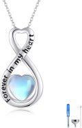 wholesale 925 Sterling Silver Blue Moonstone Heart Infinity Cremation Jewelry Keepsake Urn Pendant Necklace-0-0