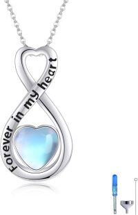 wholesale 925 Sterling Silver Blue Moonstone Heart Infinity Cremation Jewelry Keepsake Urn Pendant Necklace-Infinity